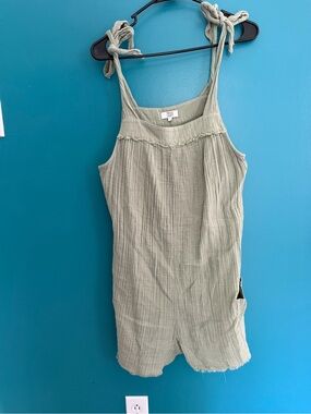 True Craft Sage Green Tie-Shoulder Romper
